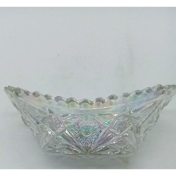Vintage LE Smith Iridescent Carnival Glass 7" Relish Candy Nut Dish - Picture 6 of 8